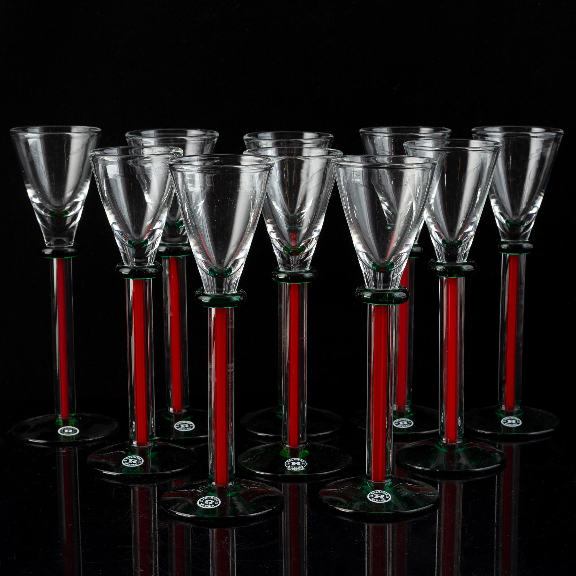 Glas, 12 stycken (10+2). Reijmyre, 1900-tal.