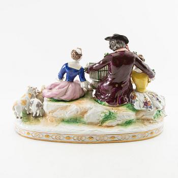 Sculpture group Nymphenburg "The Bird Seller" after Carl Theodor's 18th-century model porcelain 20th century.