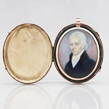 Unknown artist early 19th century. Gentleman in a blue redingot.