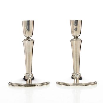Eric Råström, Candelsticks, a pair, silver, CG Råström, Stockholm 1955.