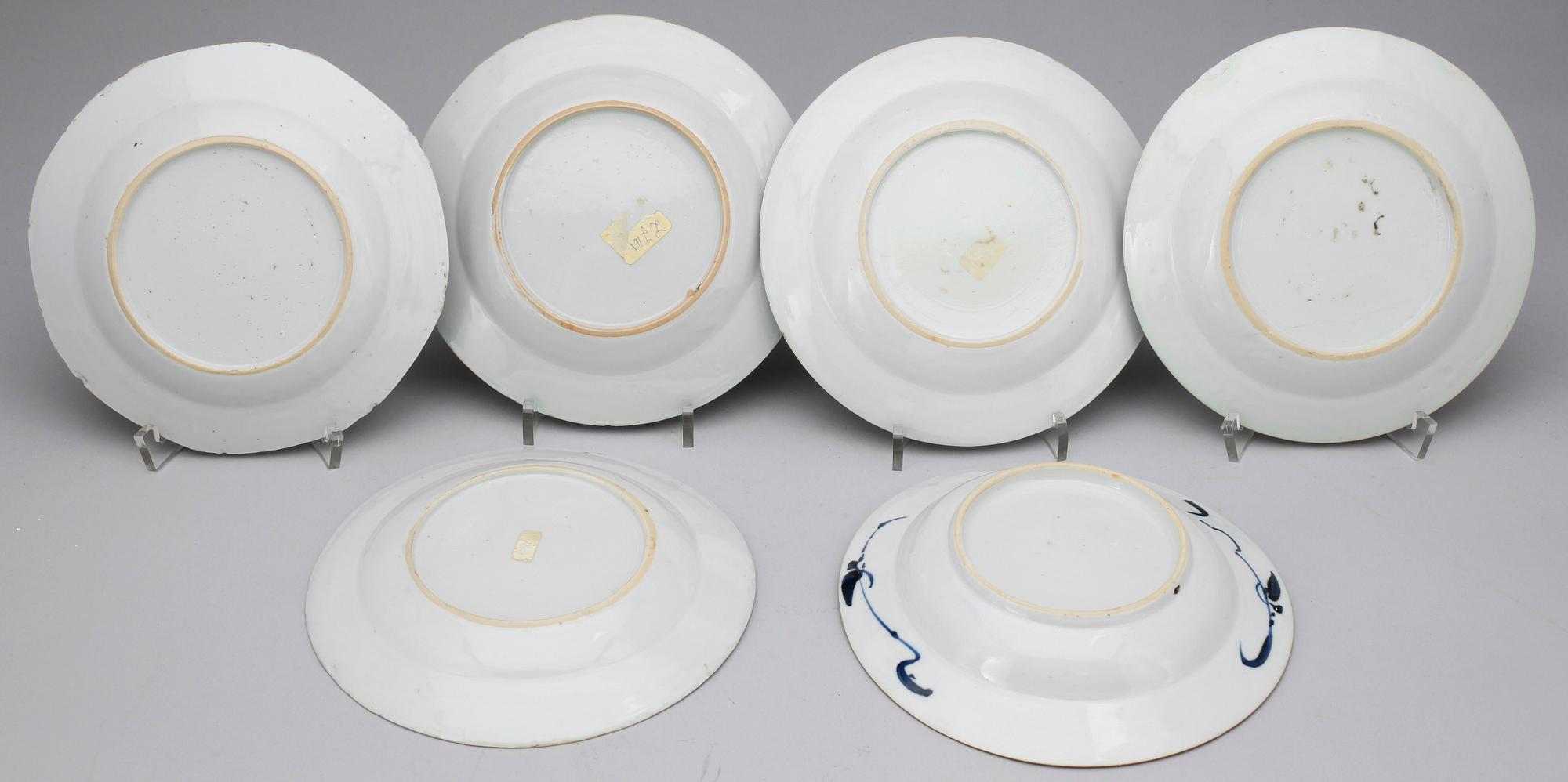 TALLRIKAR, 6 st, porslin, Kina, Qianlong 1736-1796.