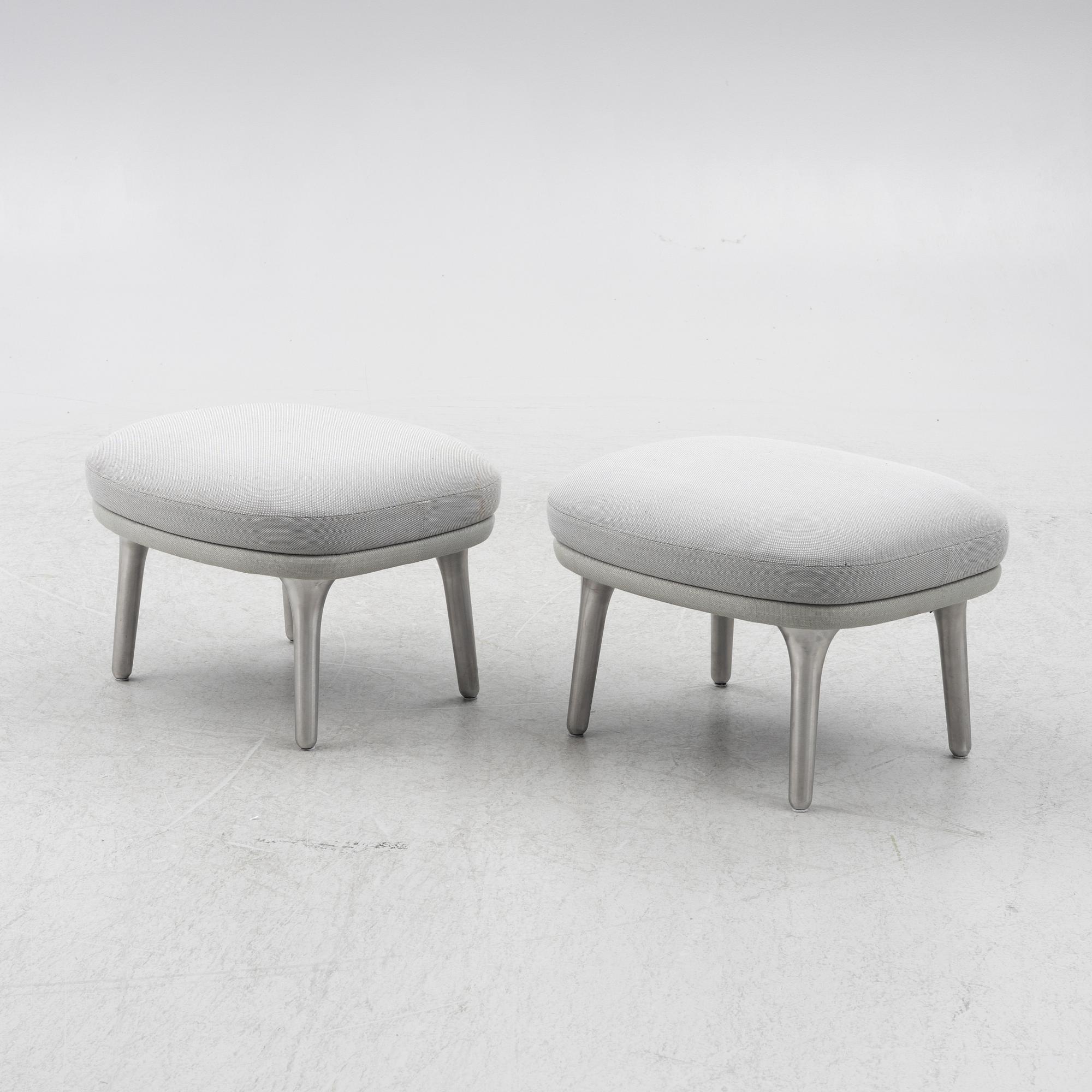 Jaime Hayon, a pair of 'Ro' lounge chairs with footstools, Fritz Hansen.