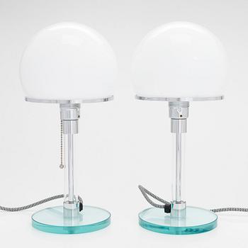 Wilhelm Wagenfeld, a pair of Bauhaus style 'WG24' table lights, Egoluce, Italy, 2000s.