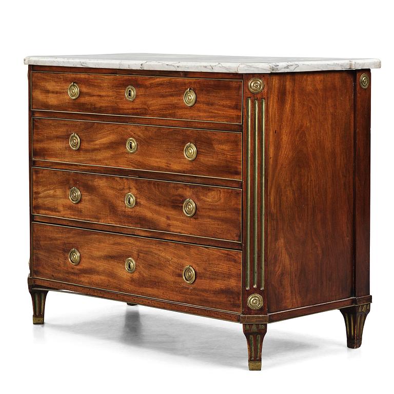 A late Gustavian mahogany commode, Stockholm, late 18th century.