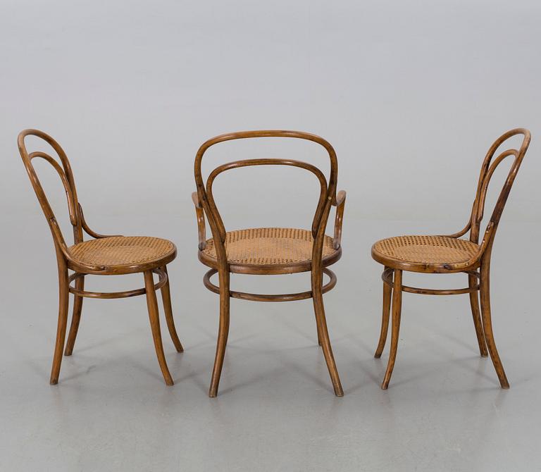 STOLAR 5 st samt KARMSTOL, Thonet, 1900-tal,