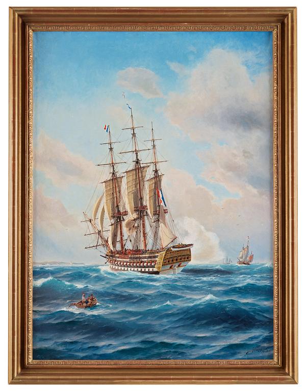 Jacob Hägg, "Franskt linjeskepp till segels" (French line ship at sail).