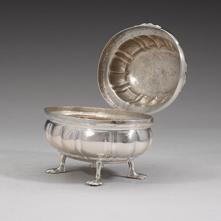 A 18th century silver casket, unidentified makers mark HB.