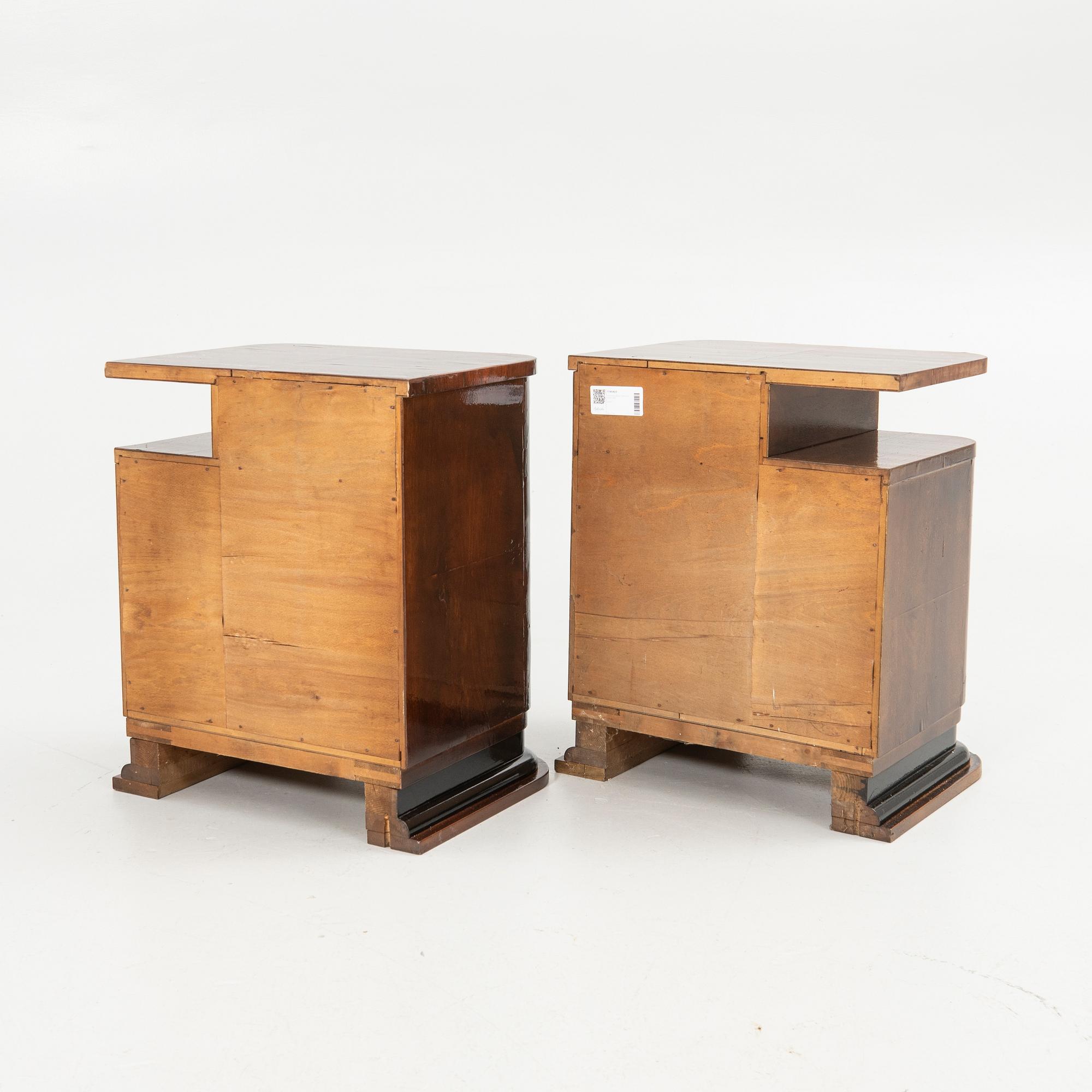 Bedside tables, a pair, first half of the 20th century.