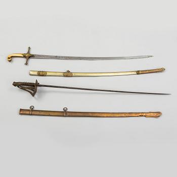 Two offficer's sabres for the Kingdom of Siam around year 1900, with scabbards.