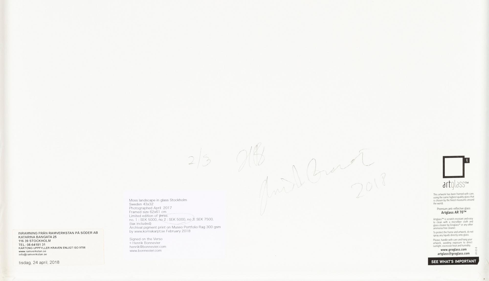 Henrik Bonnevier, fotografi signerad och numrerad 2/3 a tergo.