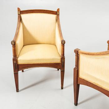 Fåtöljer, ett par, empire-stil, 1900-talets början.