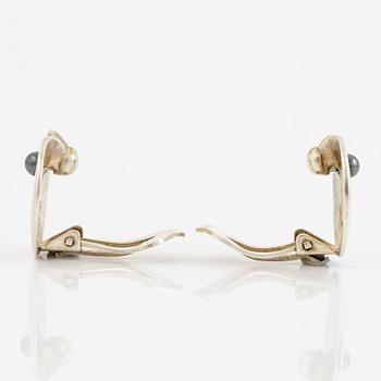 Georg Jensen, design Nanna Ditzel, earrings, a pair, silver with hematite.