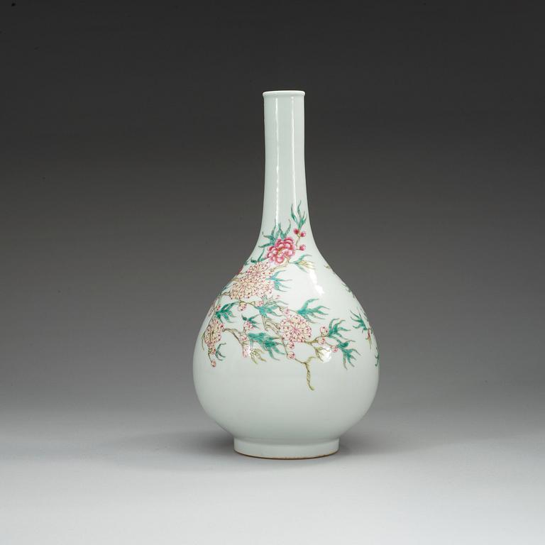 A Chinese famille rose vase, 20th Century with Yongzheng six character mark.