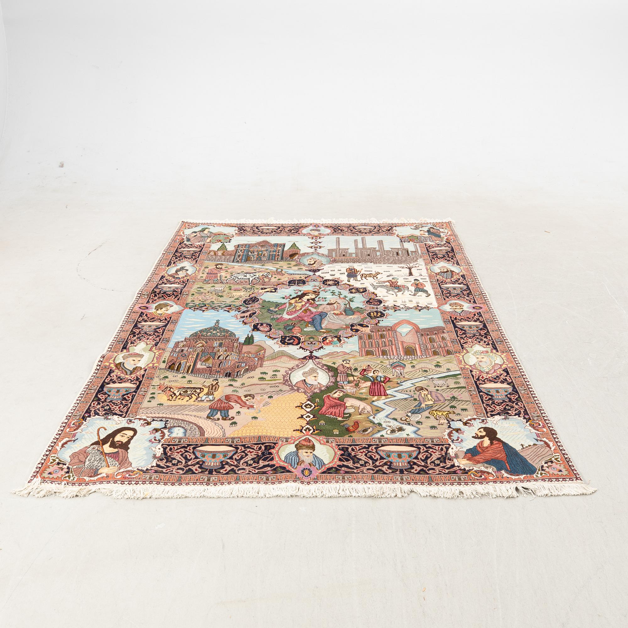 Matta Täbris semiantik figural ca 280x180 cm.