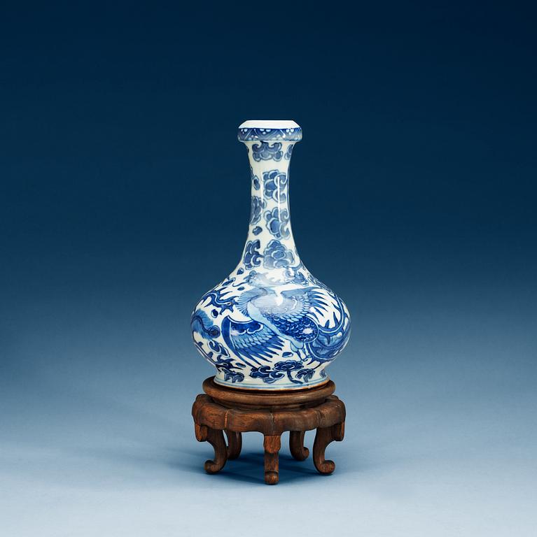 A blue and white vase, Qing dynasty, 17th Century with Wanli's six character mark.