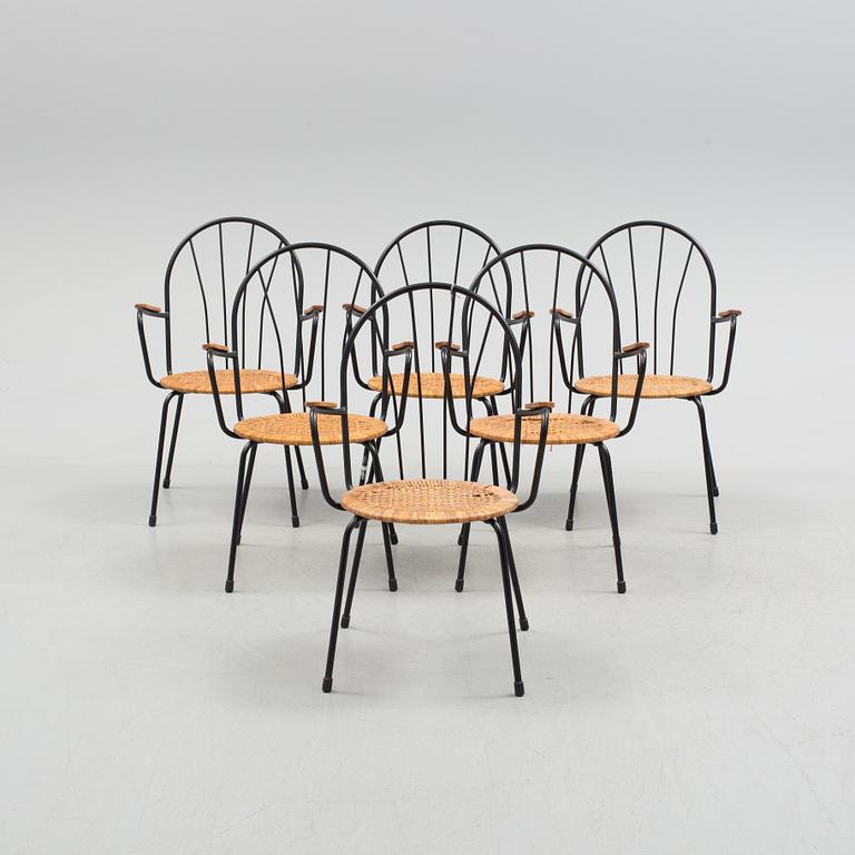 A set of six second half of the 20th century chairs.