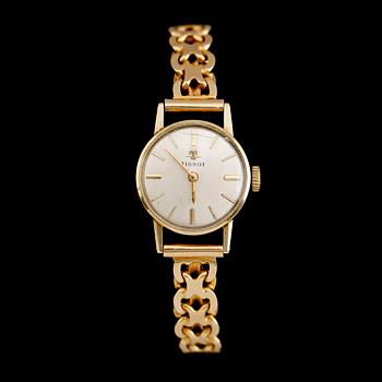ARMBANDSUR, 14 k guld och armband 18 k guld, Tissot. Total vikt med urverk ca 25 g.