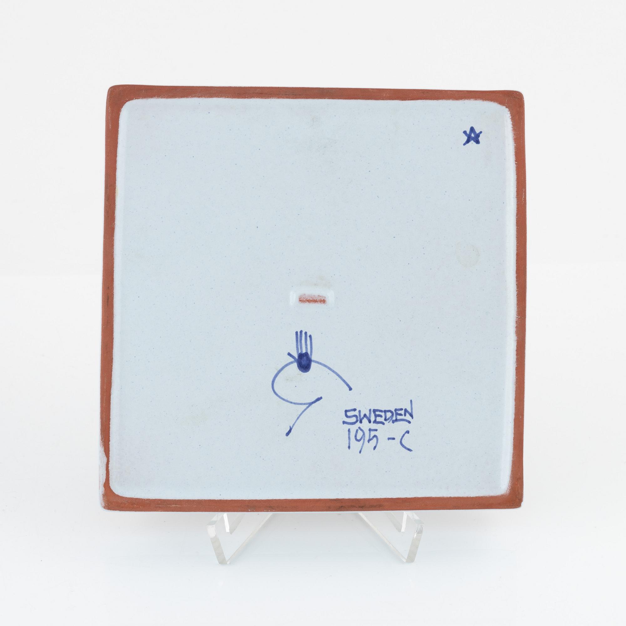 Stig Lindberg, a set of three 'Karneval' earthenware pieces by Stig Lindberg, Gustavsberg Studio, Sweden.