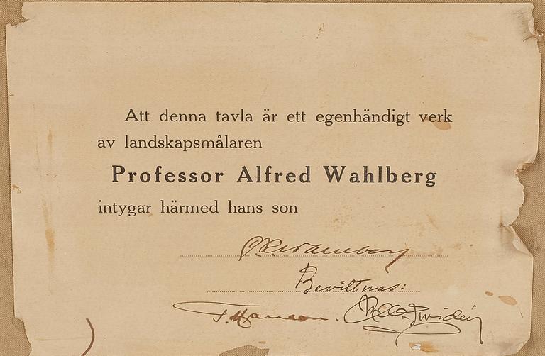 ALFRED WAHLBERG, olja på duk, osignerad intyg à tergo.