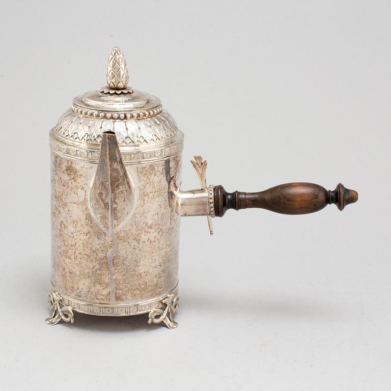 A Swedish 18th century silver coffee-pot, mark of Anders Hjulström, Köping 1792.