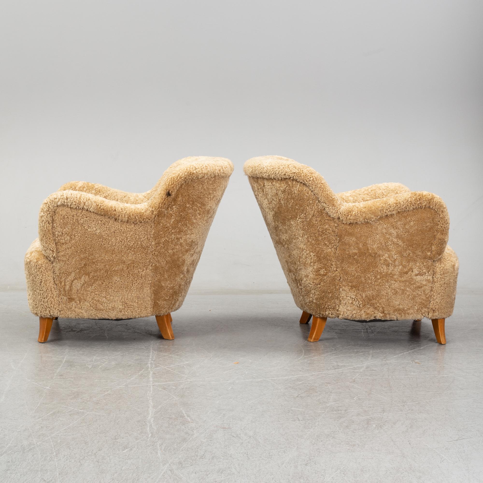 A pair of scandinavian armchairs from the 1930's/40's.