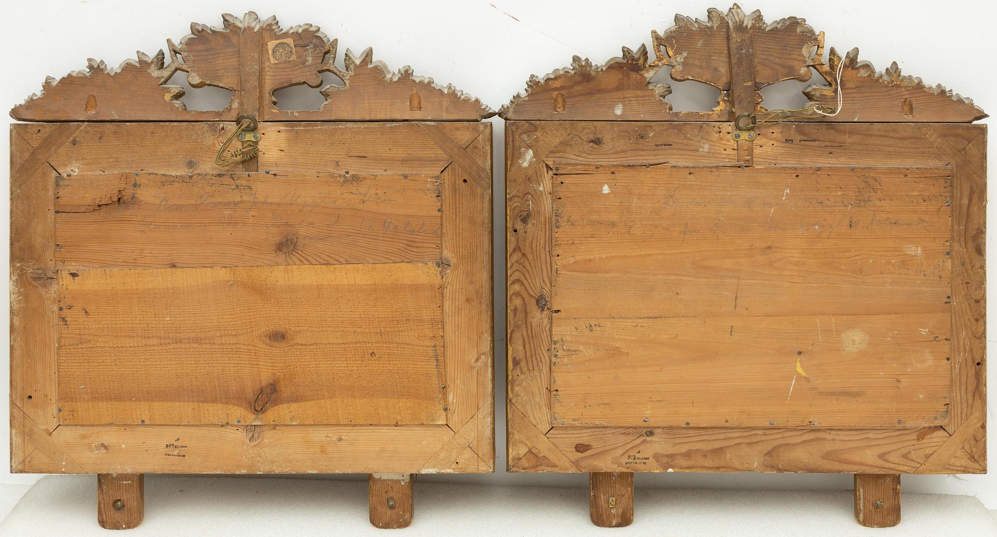 Spegellampetter, ett par, Empire, av Johan Fredrik Sellberg, Vänersborg, 1800-talets första hälft.