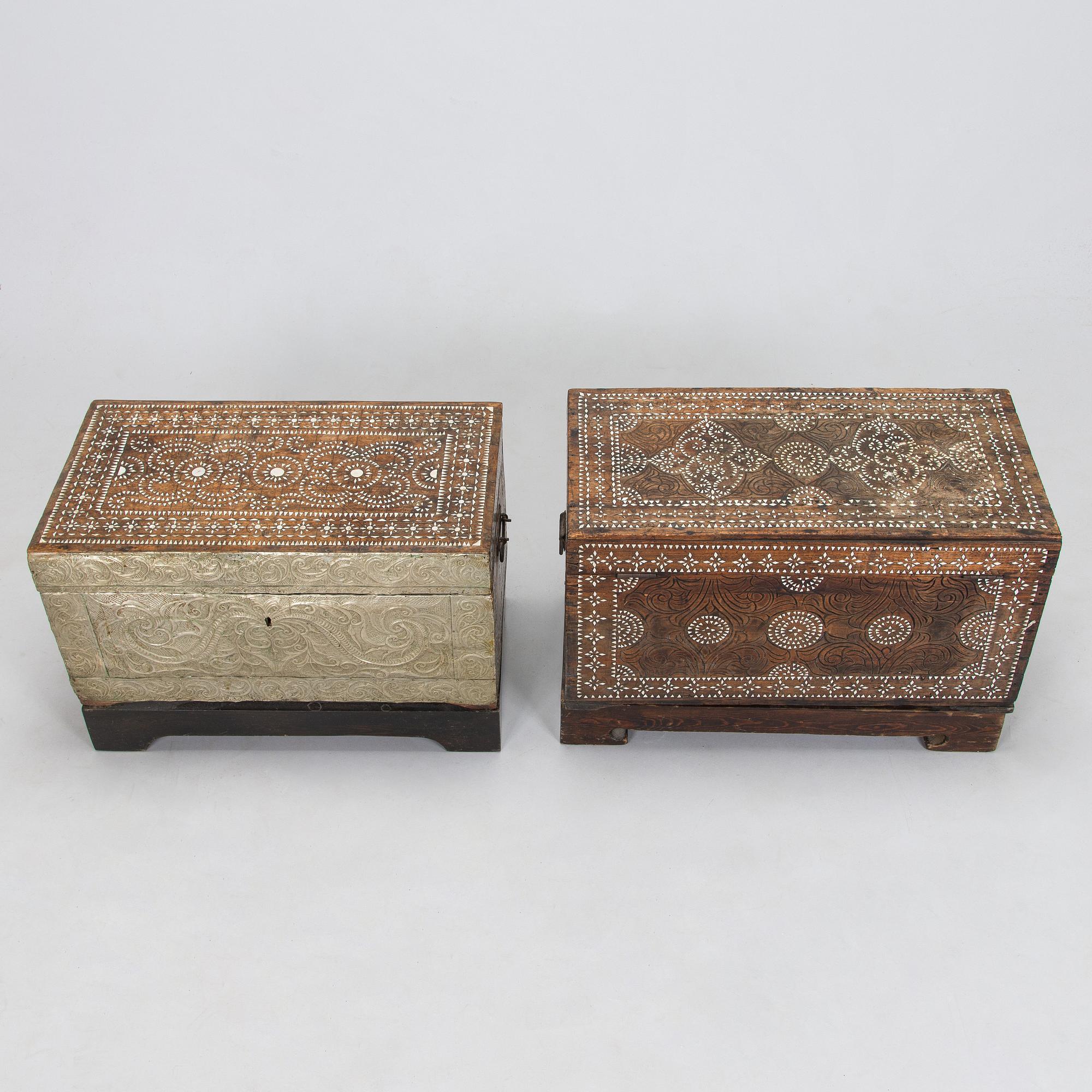 Two shell inlay chests, Philippines 20th century.