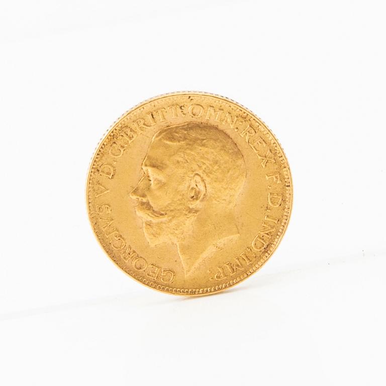 Guldmynt 1 Sovereign 1917 Storbritannien George V.