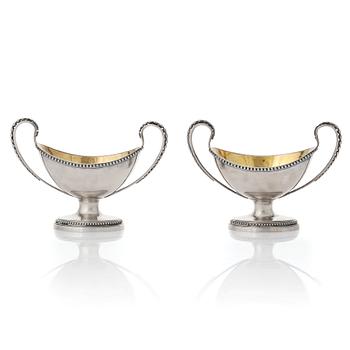 206. A pair of Swedish Gustavian parcel-gilt silver salt-cellars, mark of Arvid Floberg, Stockholm 1792.