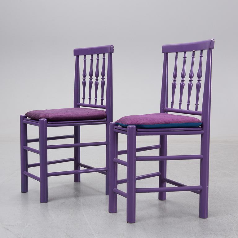 Björn Wiinblad, eight painted chairs, second half of the 20th Century.