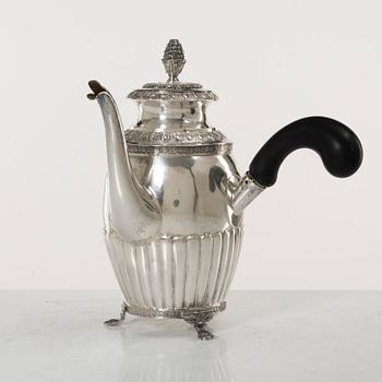 Anders Lundqvist, kaffekanna, silver, Stockholm 1845.