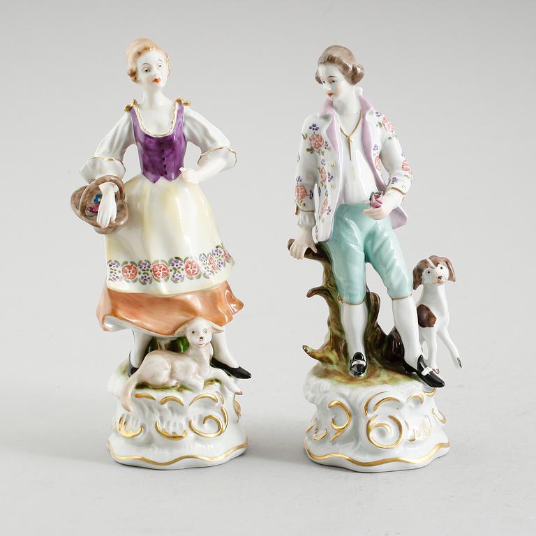 FIGURER, 2 st, porslin, Sitzendorf, 1900-talets mitt.