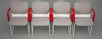 TUOLEJA, 4 kpl, terästä ja koivuvaneria, "Sirkus-MN", Yrjö Kukkapuro, Avarte. Malli muotoiltu 1982.