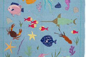 Rug, hand-embroidered Kelim, c. 184 x 120 cm.