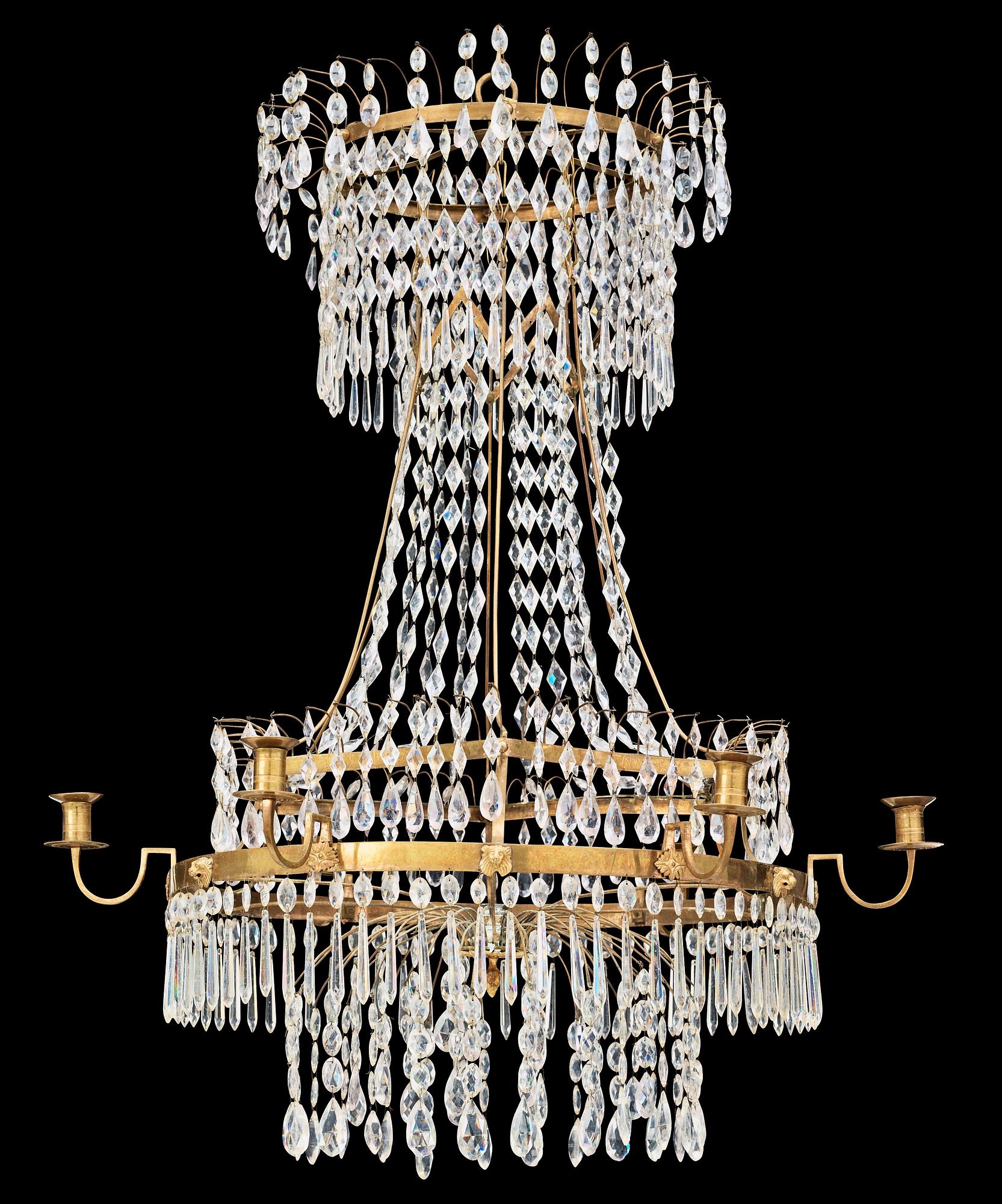 A late Gustavian circa 1800 seven-light chandelier.