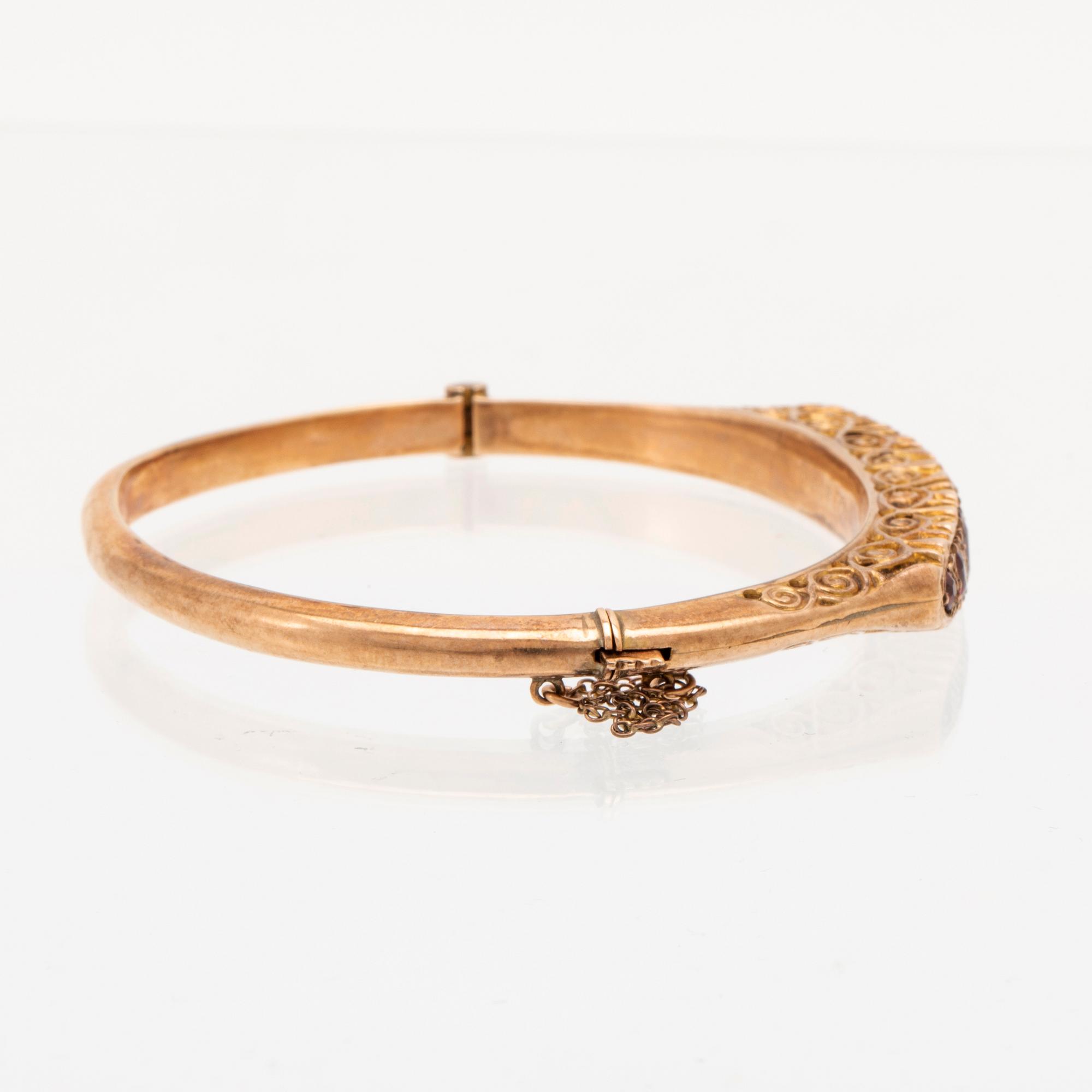 Armband 9K guld med rosenslipade diamanter och fasetterad glas, Birmingham.