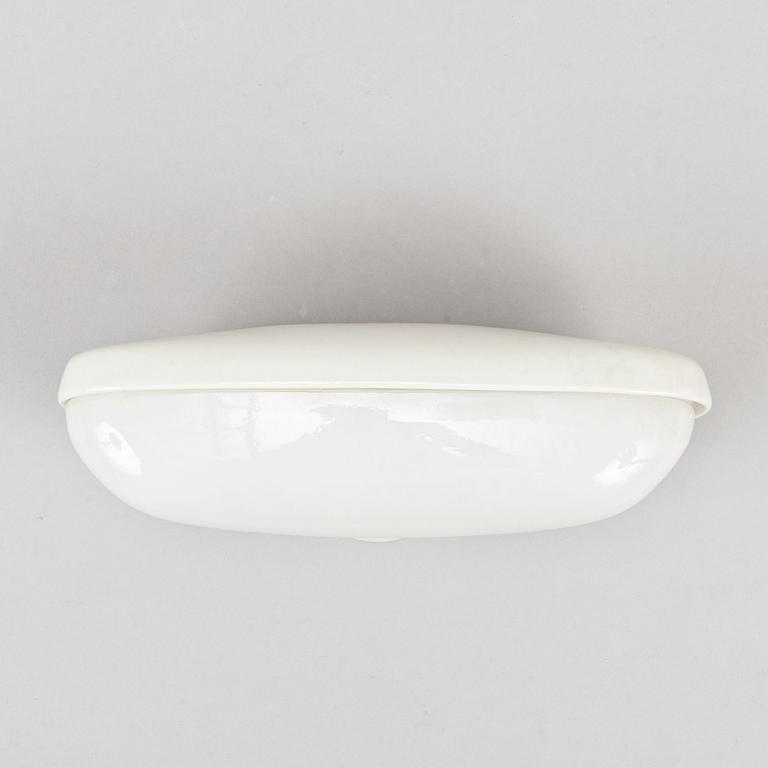 Wilhelm Wagenfeld, a set of three glass and ceramic bathroom lights, Lindner Keramik, Bamberg.