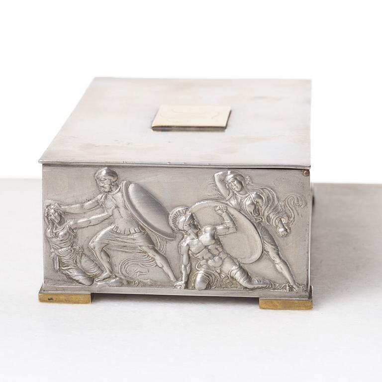 Herman Bergman's foundry, a pewter and brass box, Stockholm ca 1940.