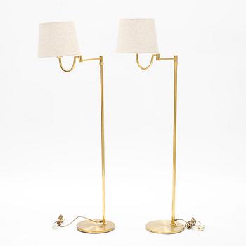 A pair of brass floor lamps EWÅ, Sweden, later part of the 20th century.