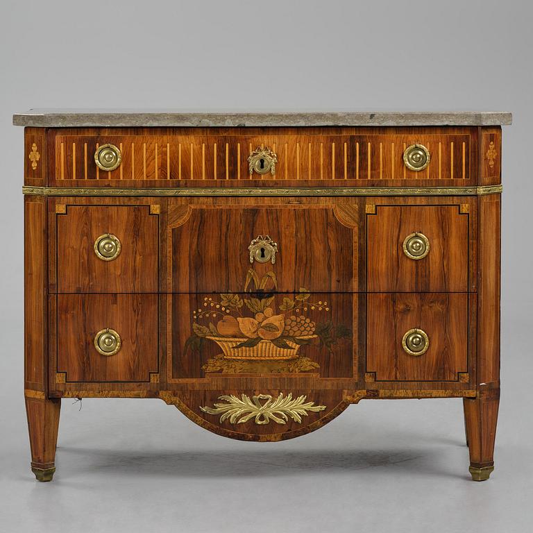 A Gustavian marquetry and gilt brass-mounted commode by G. Foltiern (master in Stockholm 1771-1804).
