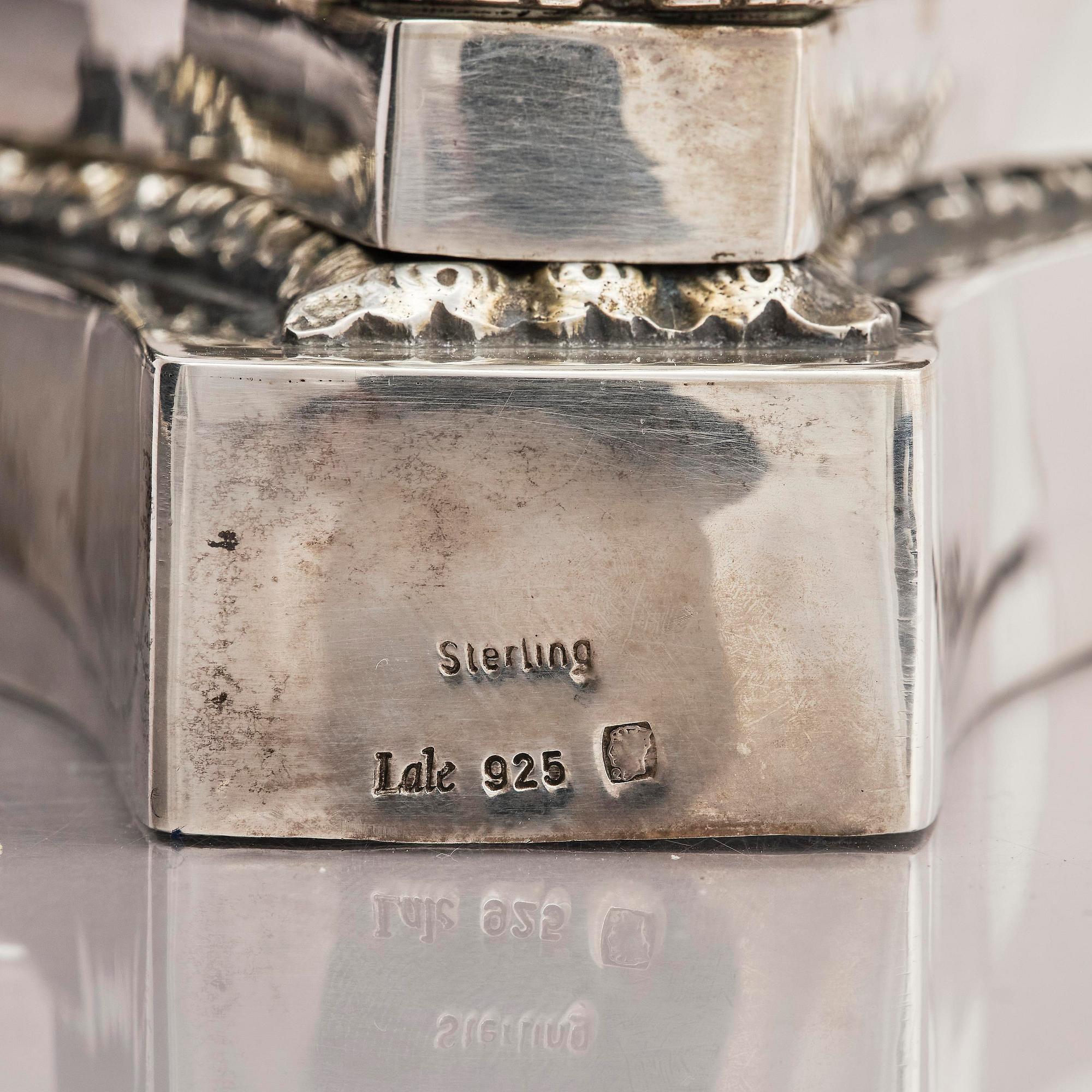 Lale Silverware & Co Ltd, uppsatsskål, sterling silver och glas, Istanbul, Turkiet, 1900-tal.