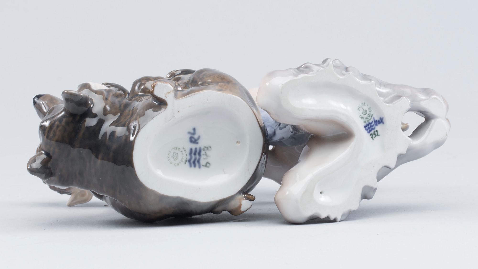 FIGURINER, 2 st, porslin, Royal Copenhagen, Danmark.