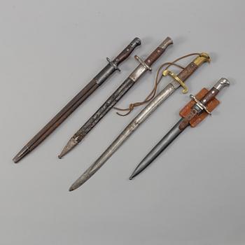 Four 18/19th century bayonets.