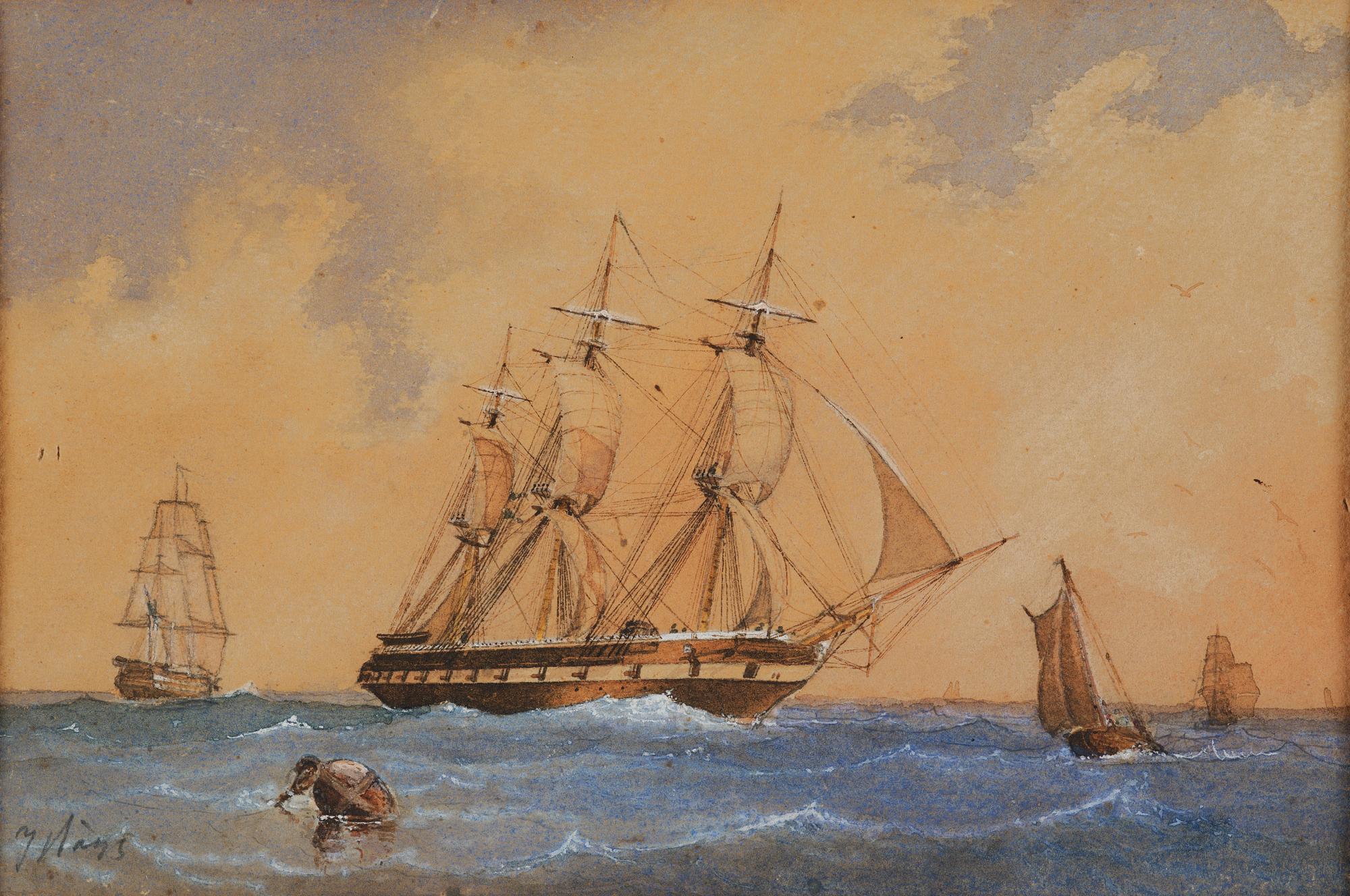 Jacob Hägg, The frigate "Vanadis" on a beam reach.
