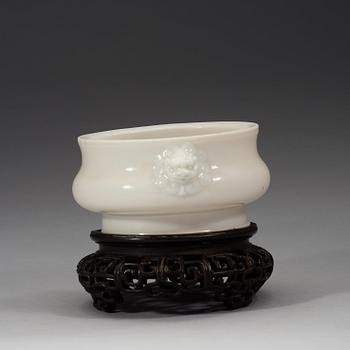 A blanc de chine censor, Qing dynasty, with Chenghuas six characters mark.