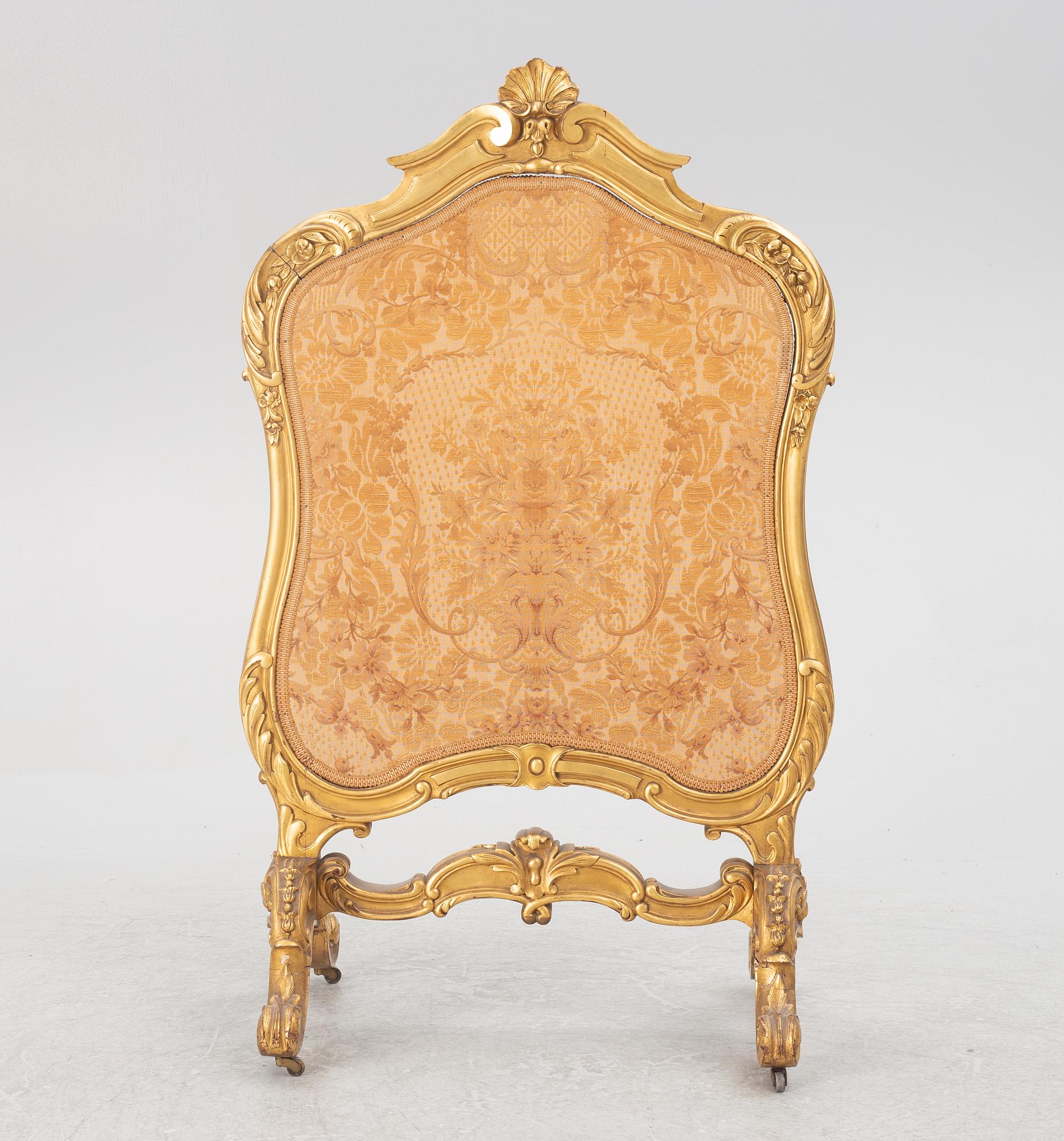 Brass screen, Rococo style, early 20th century.