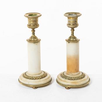 A pair of candelabra, Louis XIV, late 18th century, likely France.