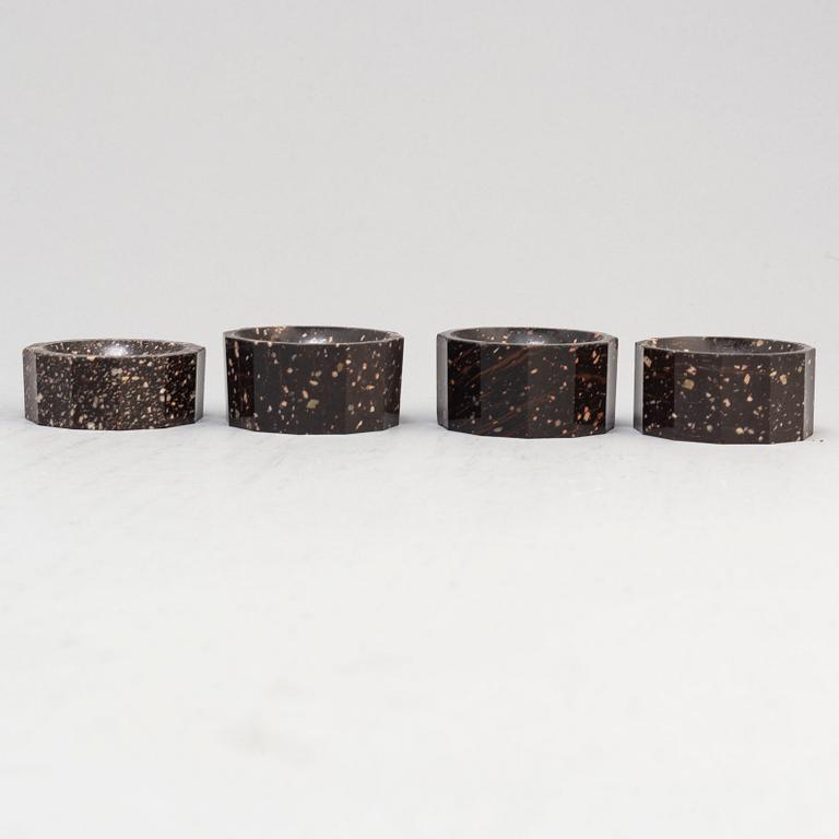 Three plus one porphyry salt cellars, Empire, second quarter of the 19th century.