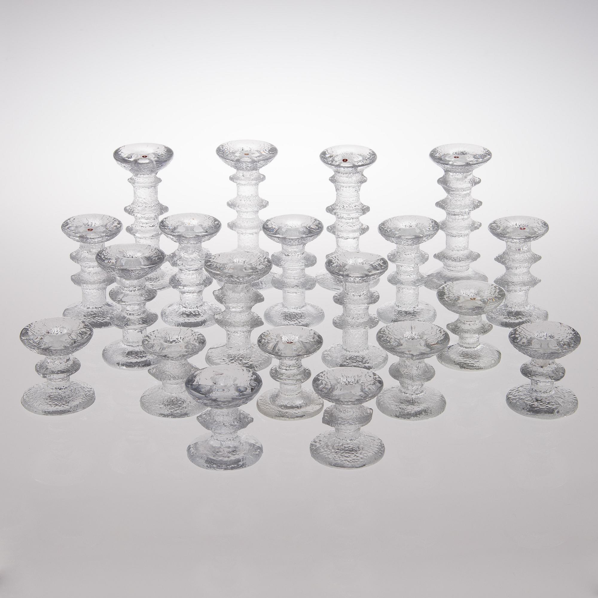 TIMO SARPANEVA, A SET OF TWENTY "Festivo" glass candlesticks. Iittala.