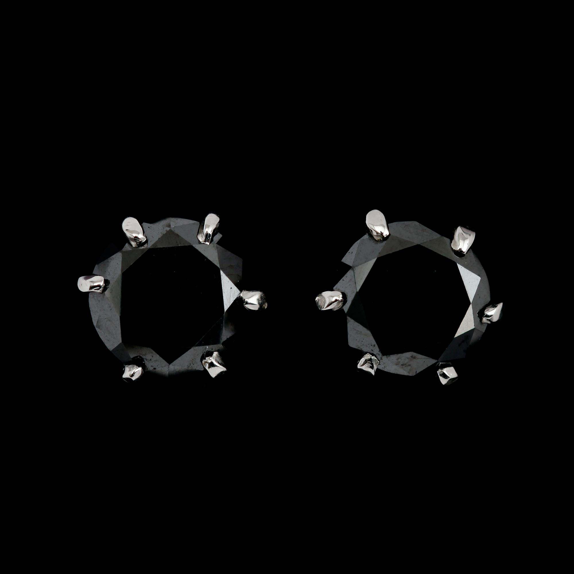 ÖRHÄNGEN, 1 par, silver, svarta diamanter tot ca 4.30 ct.